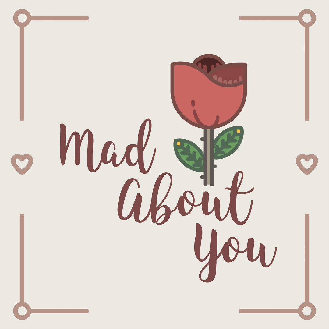 Transparent Love Greeting with Mad About You Text and Red Flower