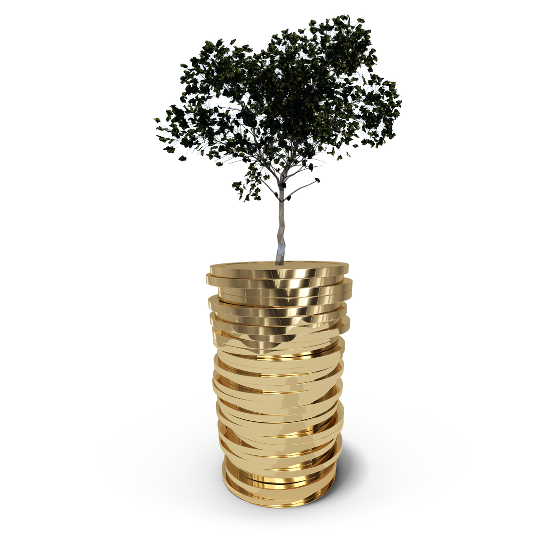 Transparent Tree Growing From Stack of Gold Coins Illustrating Green Wealth - Download Free Stock Images Pikwizard.com