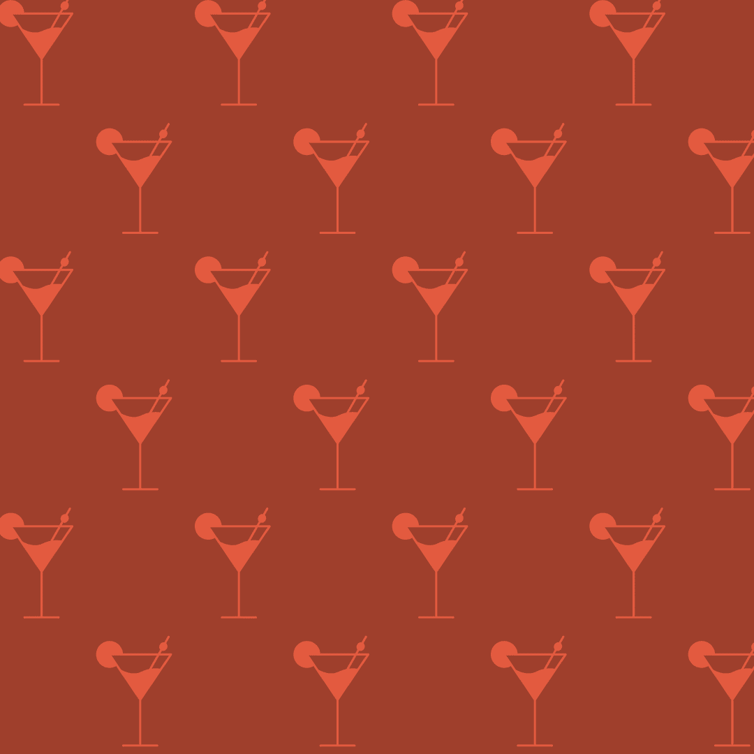 Transparent Cocktail Glass Seamless Pattern in Red Tones