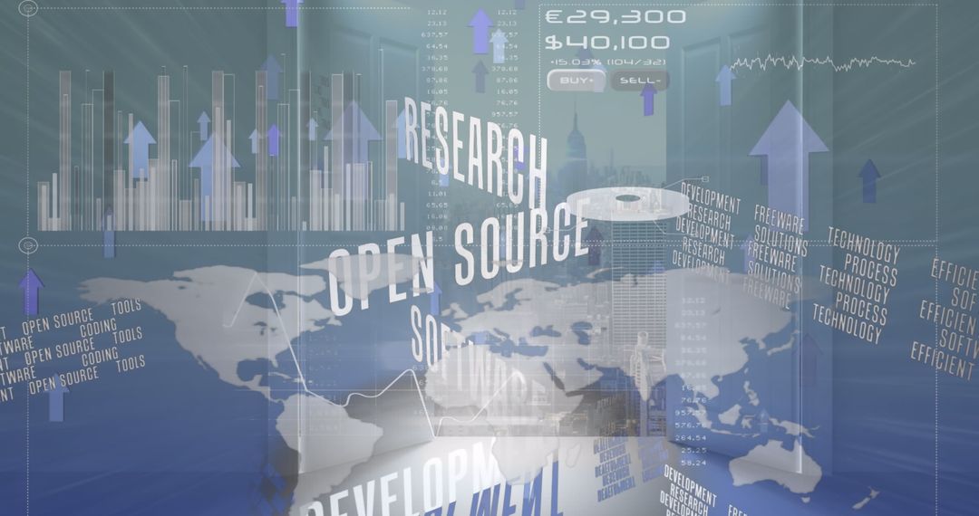 Abstract Business Data with Text Overlays