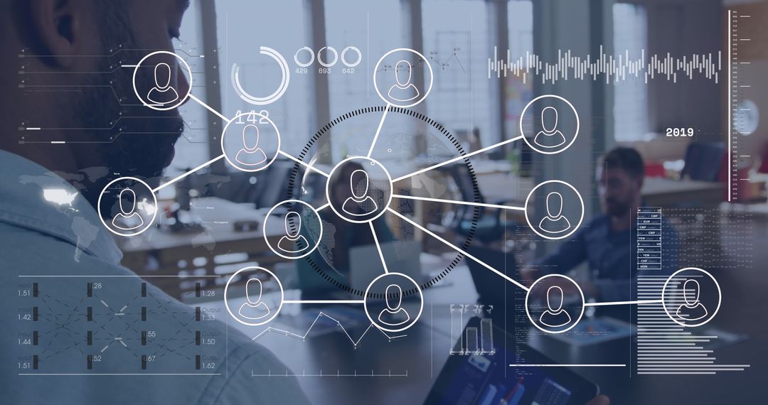 Digital Network Interface Illustrating Business Connections