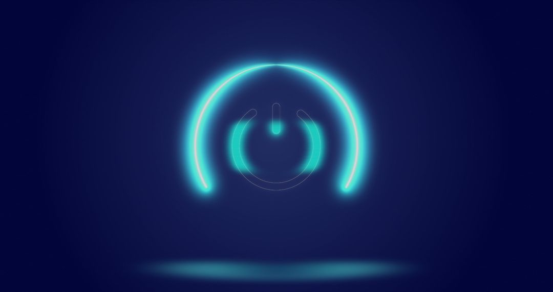 Futuristic Neon Power On Button with Tech Halo