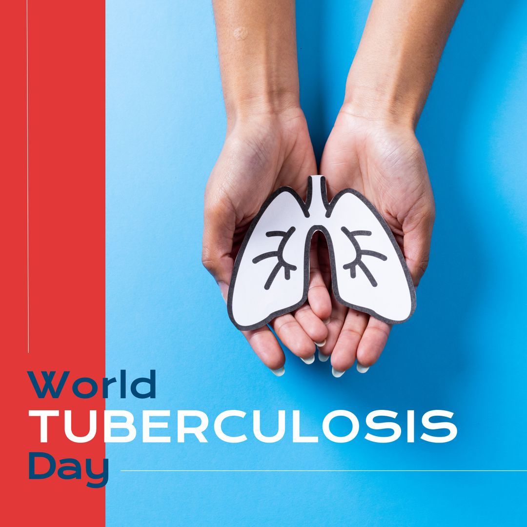 World Tuberculosis Day Graphic with Paper Lungs in Hands