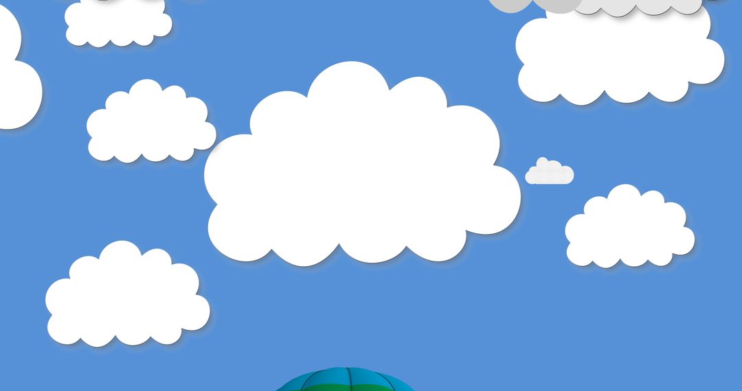 Colorful Hot Air Balloon in Digital Cloudy Sky