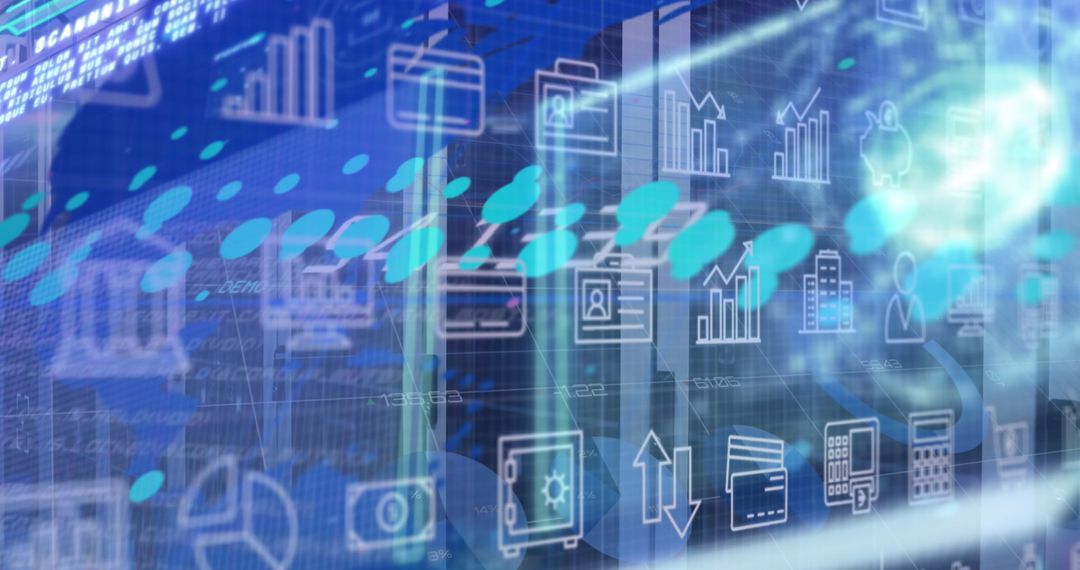 Futuristic Digital Interface with Transparent Cityscape Background