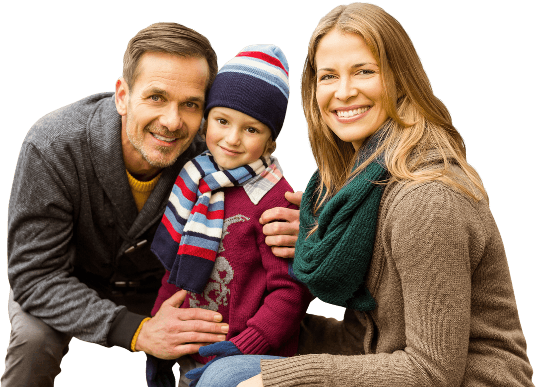Smiling Caucasian Family on Transparent Background, Togetherness