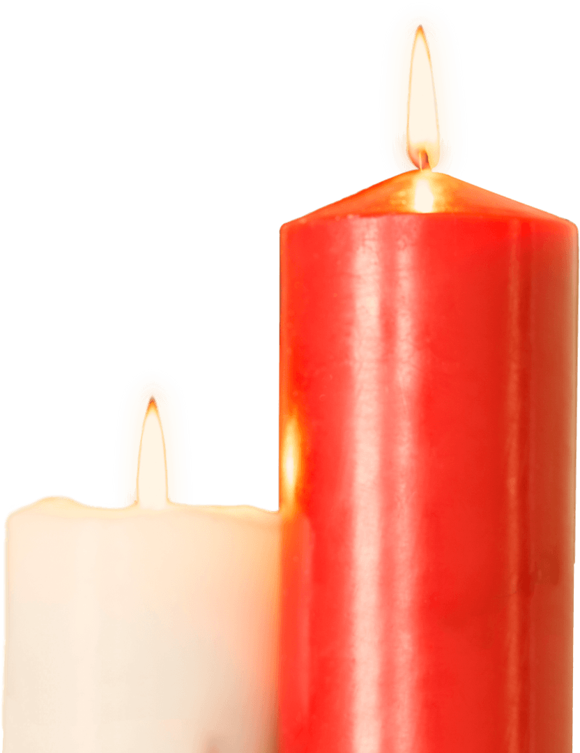 Red and White Candles on Transparent Background for Celebrations