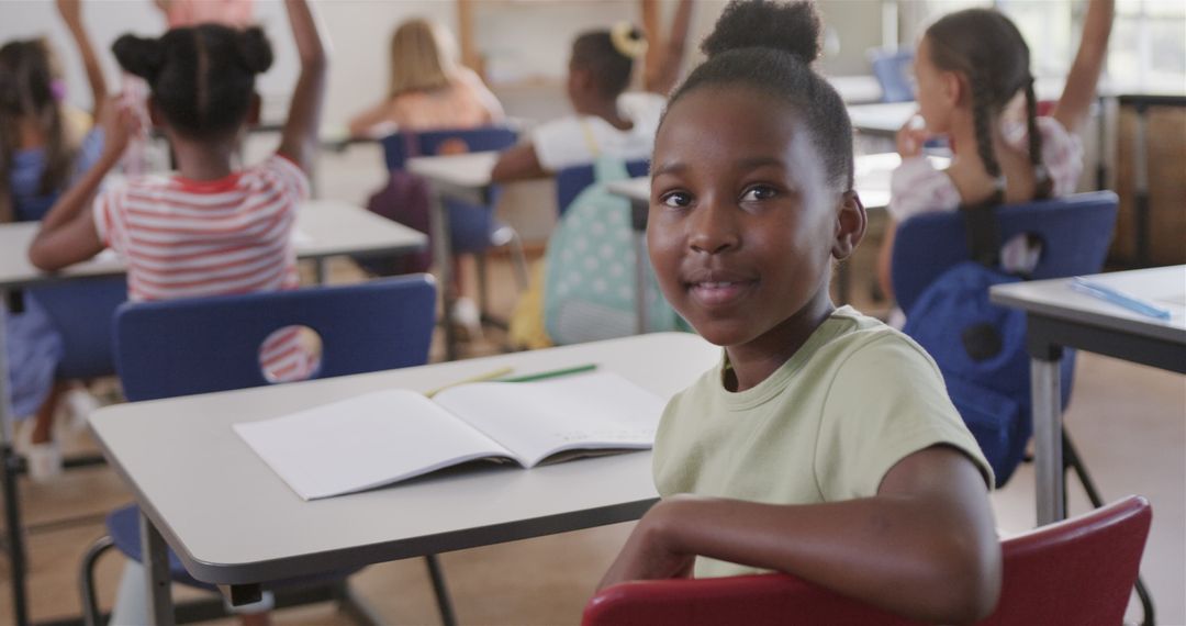 Engaged African American Girl in Classroom Learning Environment