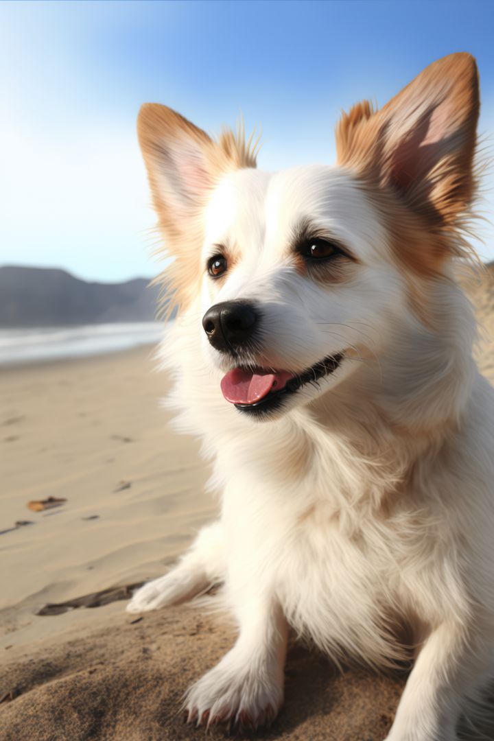 Portrait of white cute dog on beach, created using generative ai technology - Free Images, Stock Photos and Pictures on Pikwizard.com