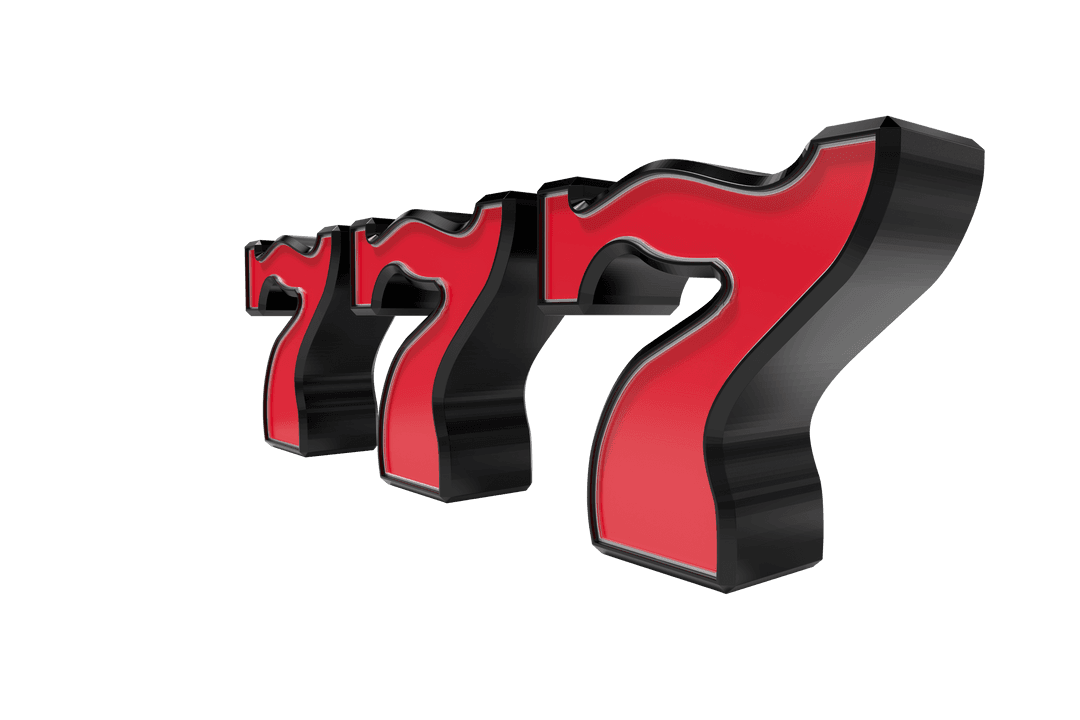 Triple Red Seven Numbers on Transparent Background