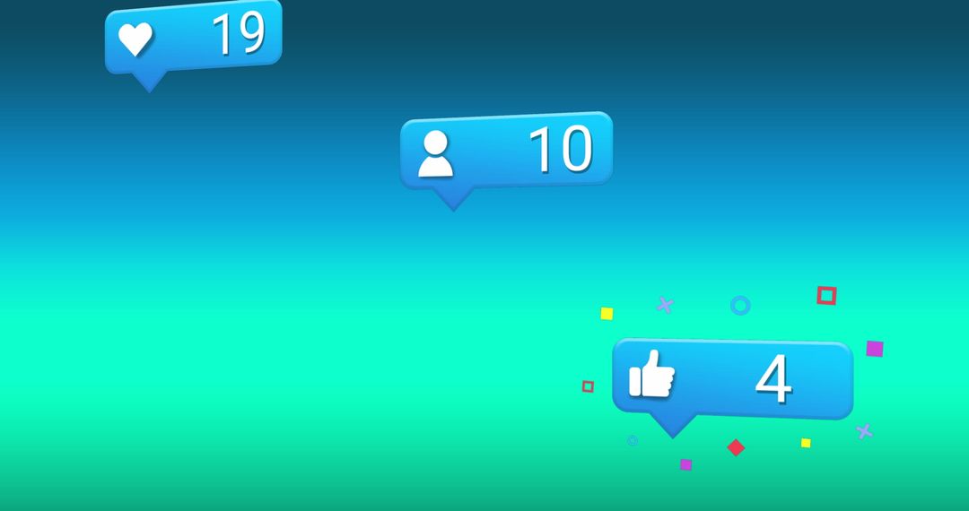 Floating Social Media Icons on Vibrant Blue Gradient