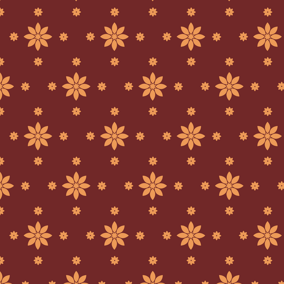 Seamless Transparent Floral Pattern on Red Background
