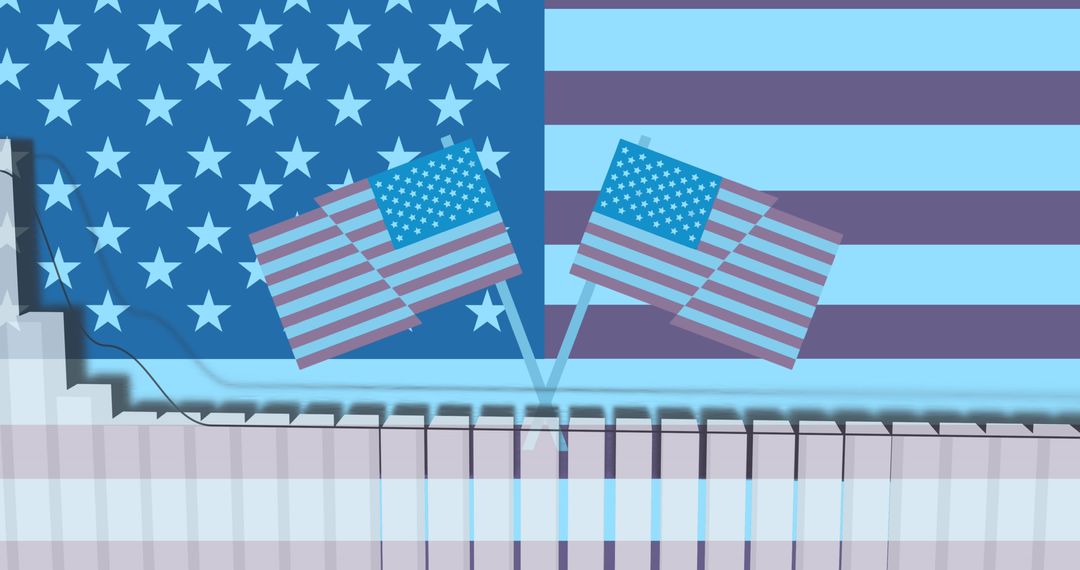 American Flag with Statistical Lines Depicting Economic Growth