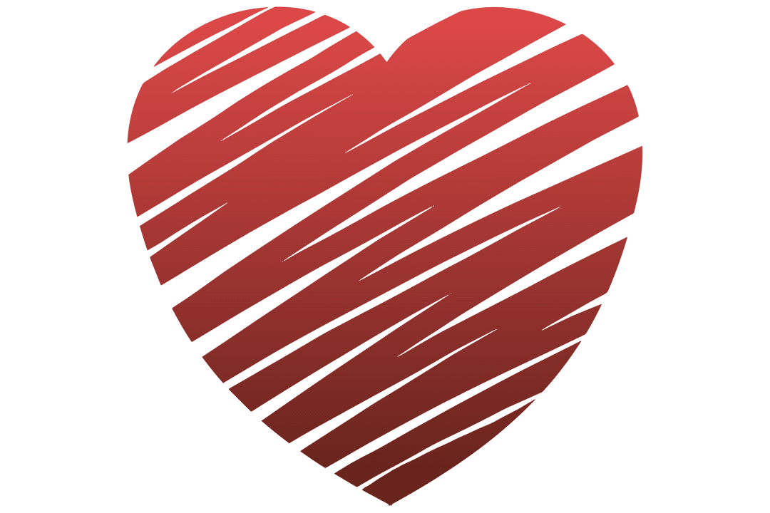 Abstract Red Heart on Transparent Background with Patterns