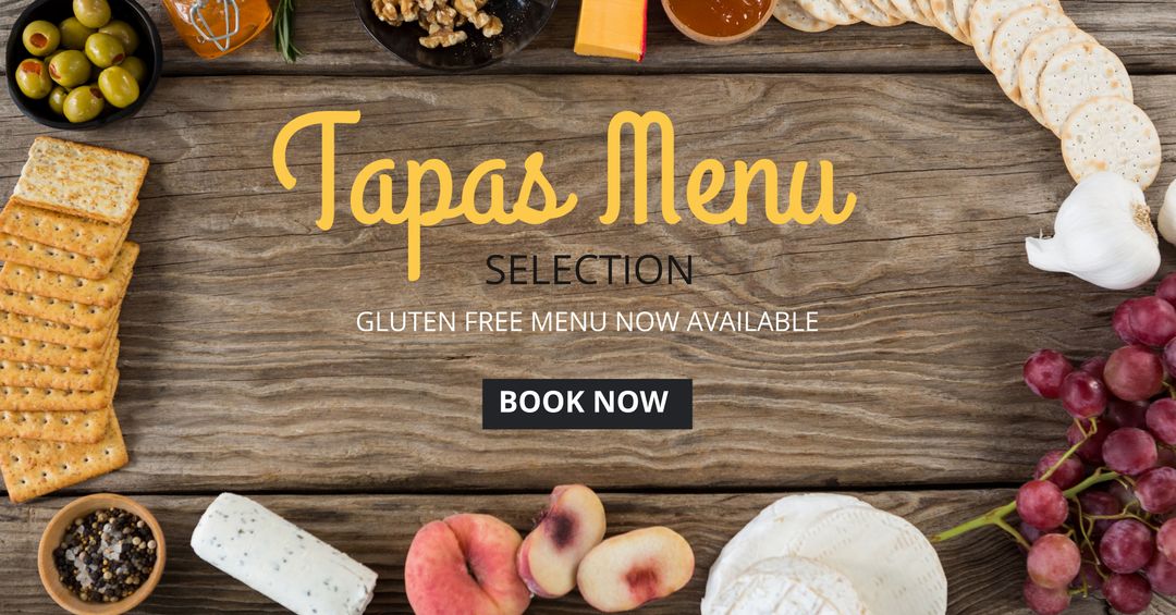 Gourmet Tapas Menu Promotion With Inviting Culinary Array
