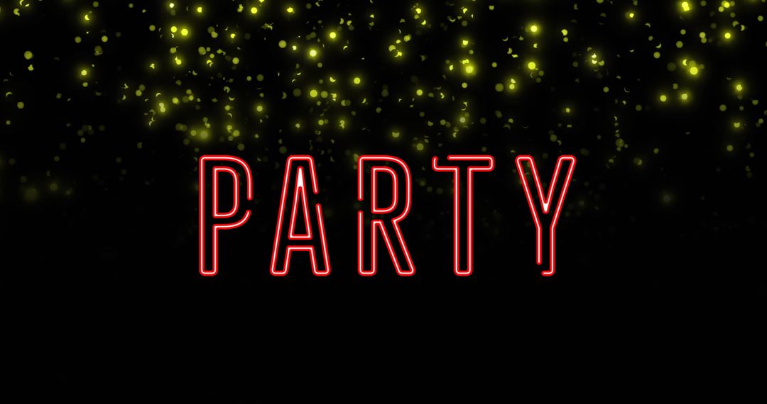 Neon Party Text with Dynamic Yellow Lights