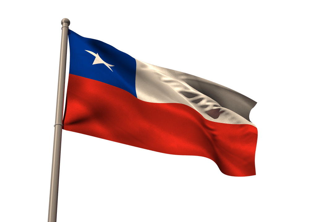 Illustration of the Chilean Flag on Transparent Background