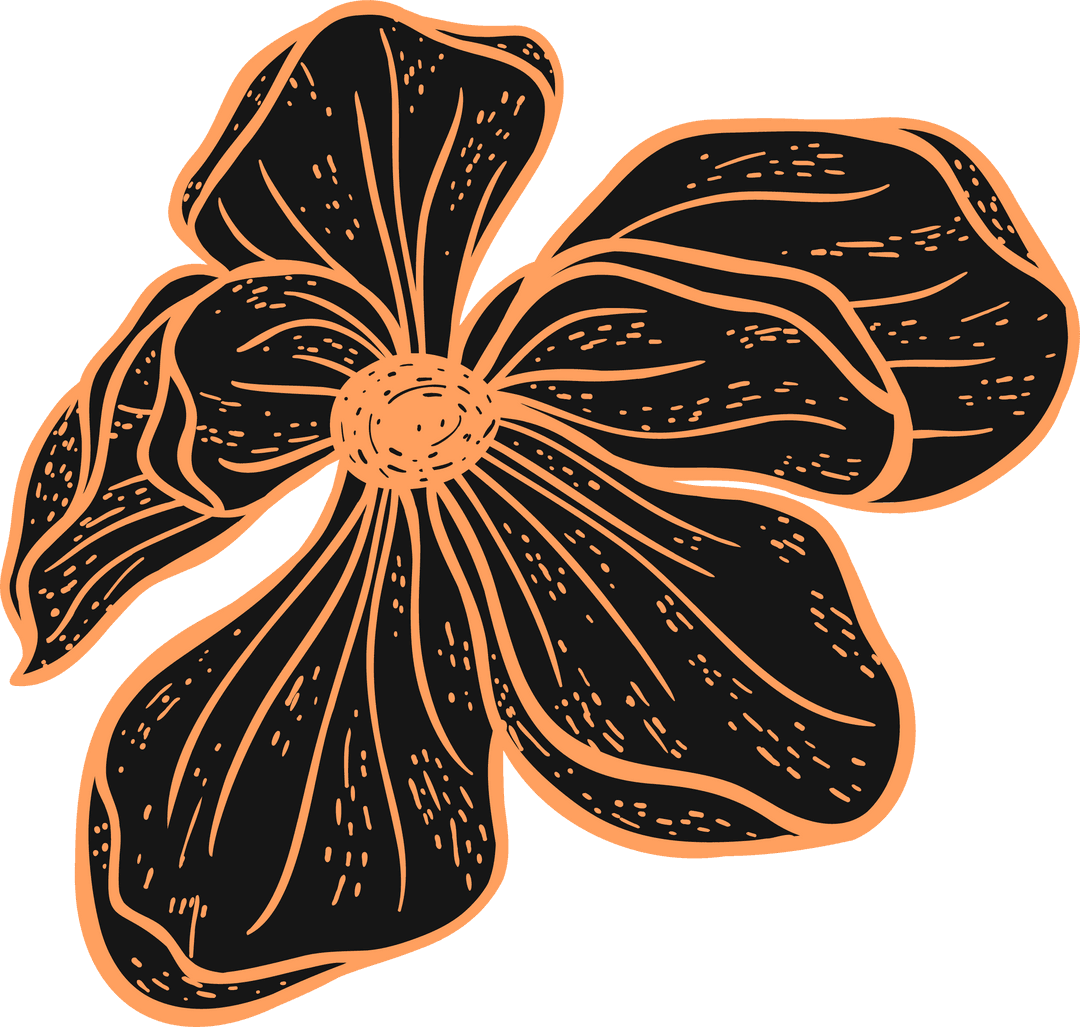 Intricate Hand-Drawn Flower on Transparent Background