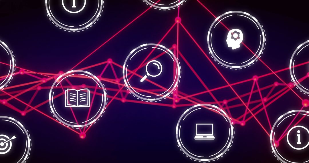 Futuristic Business Icons on Digital Network Background