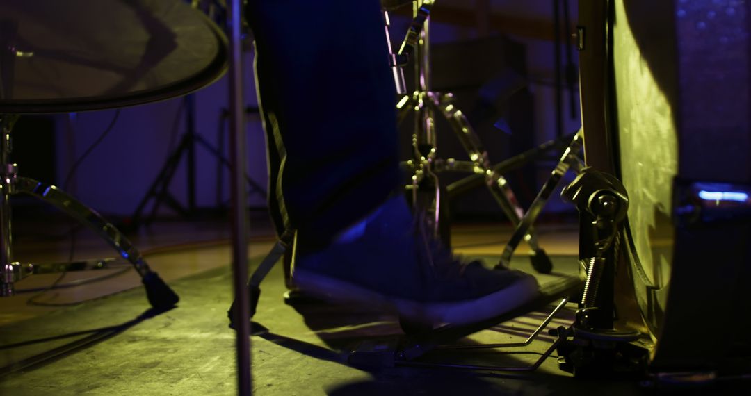 Close-up of Drummer's Foot Pedal Action During Live Performance - Free Images, Stock Photos and Pictures on Pikwizard.com