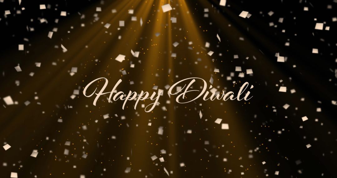 Happy Diwali Greeting with Falling Confetti