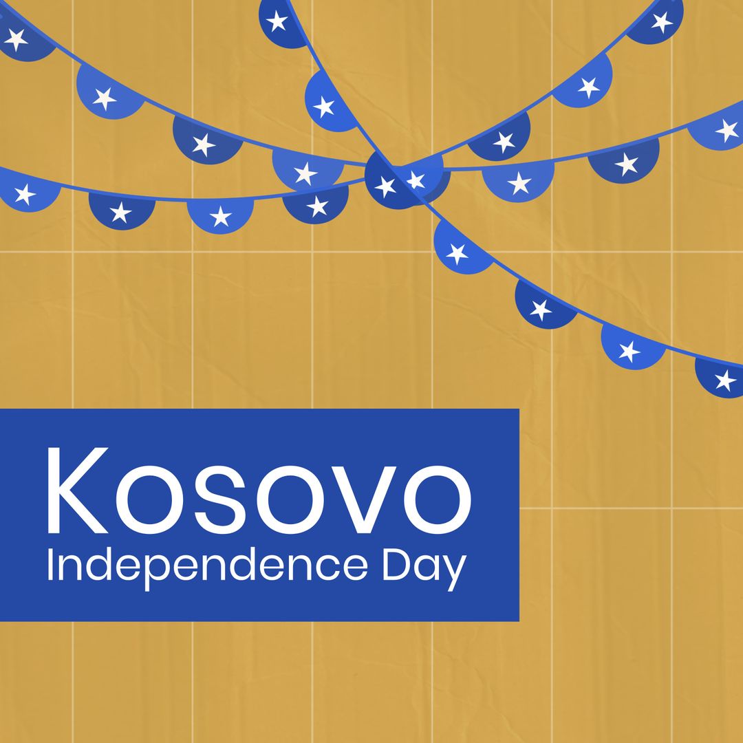 Kosovo Independence Day Celebration Background with Banners