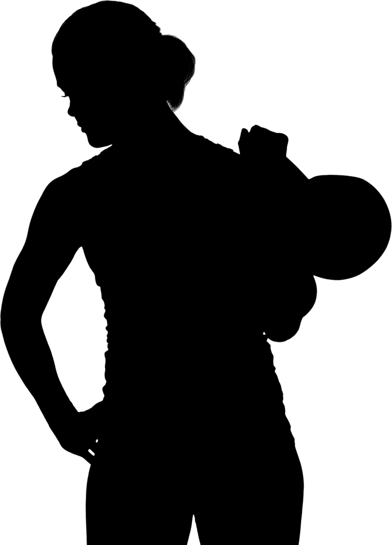 Silhouette of Woman Exercising with Dumbbell on Transparent Background