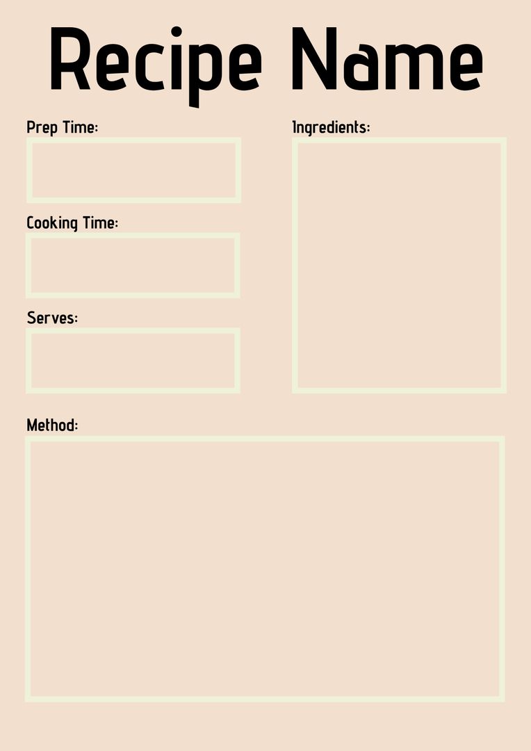Blank Recipe Template for Organized Cooking Documentation
