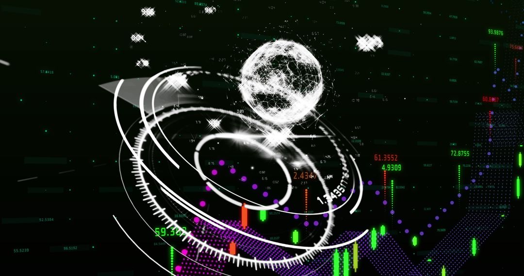 Digital Globe with Financial Data Visualization for Market Analysis