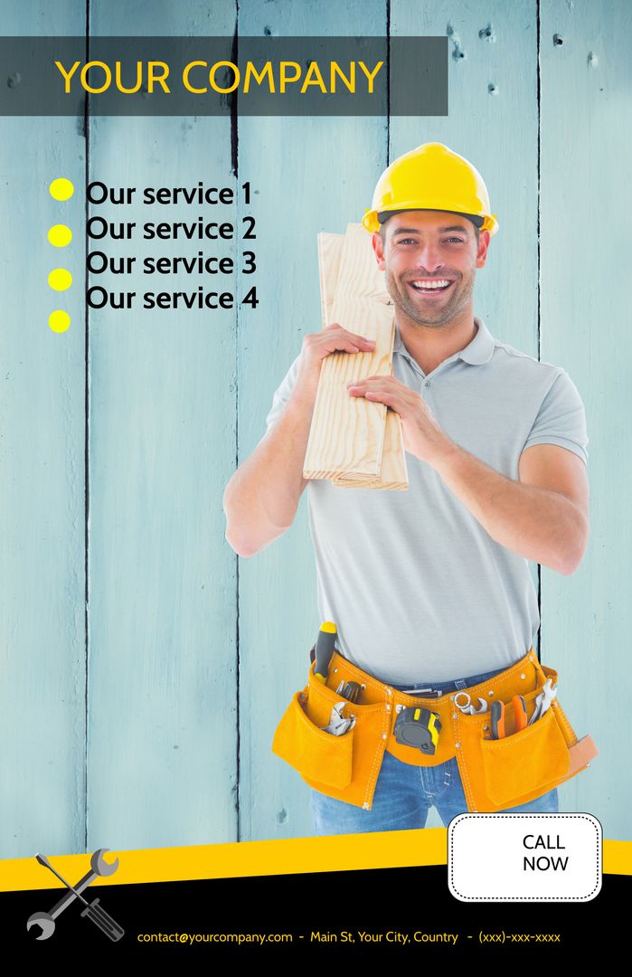 Professional Construction Worker Promoting Reliable Services with Confidence