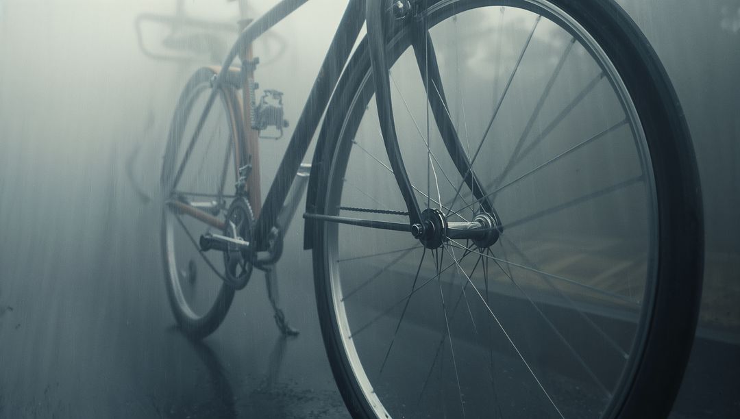 Bicycle and Mysterious Fog on Quiet Road