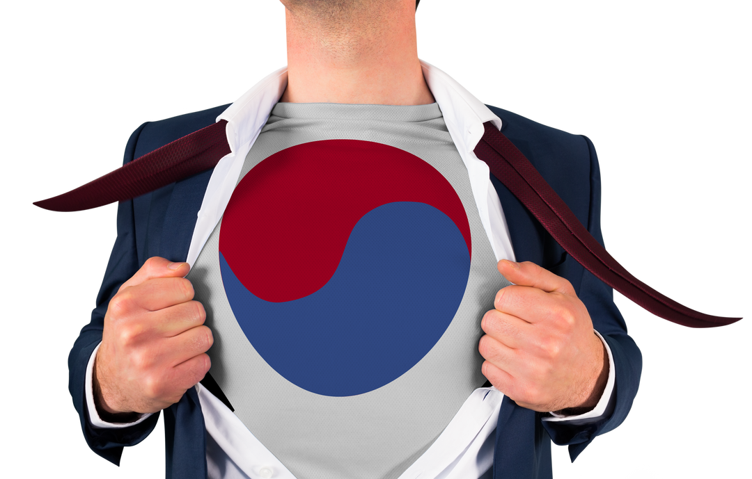 Businessman Revealing South Korea Flag Symbol under Suit Isolated on Transparent Background - Download Free Stock Images Pikwizard.com