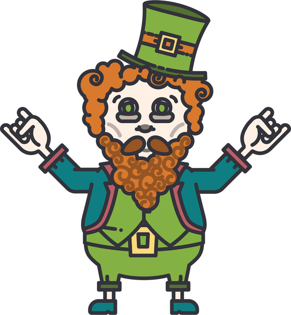 Colorful Leprechaun Character Transparent Background Vector Art