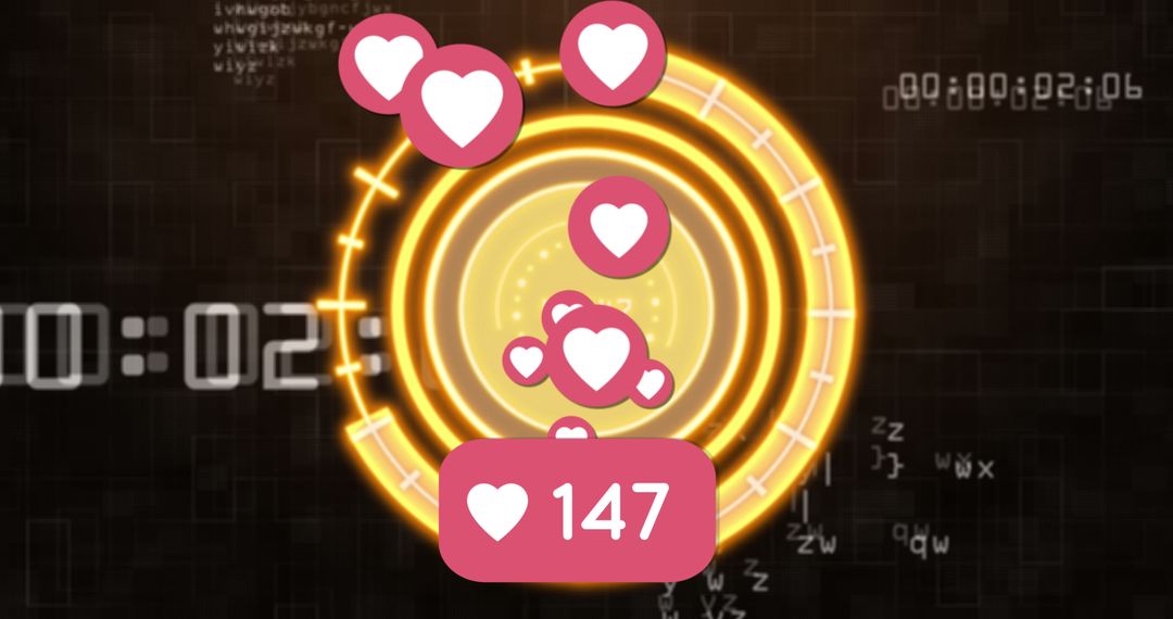 Social Media Likes with Digital Interface and Data Overlay