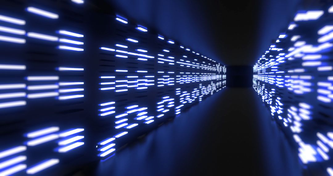 Futuristic Neon Light Tunnel with Flickering Glow