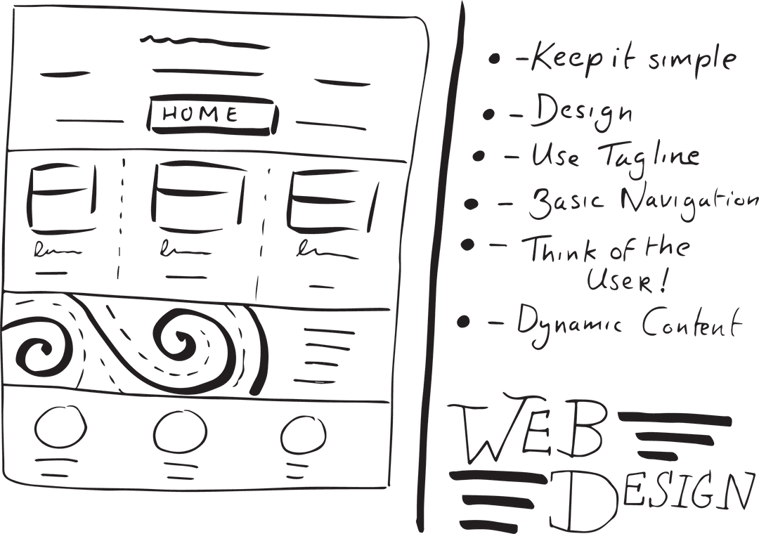 Hand Drawn Web Design Sketch on Transparent Background