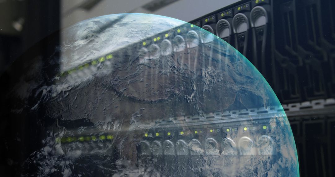 Global Connectivity Symbolized by Earth and Server Racks