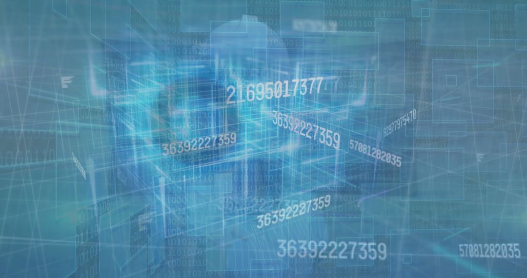 Futuristic Abstract Digital Data Network with 3D Blue Prisms