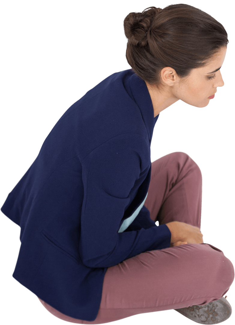 Transparent View of Businesswoman Seated in Thoughtful Pose