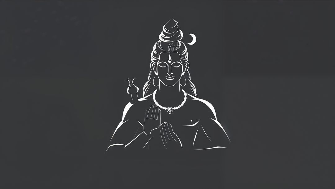 Divine Shiva in Monochrome Meditative Illustration
