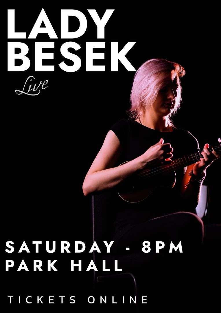 Live Music Event Featuring Lady Besek Playing Ukulele on Stage