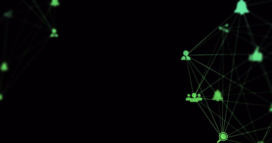 Abstract Digital Network and Communication Icons on Dark Background