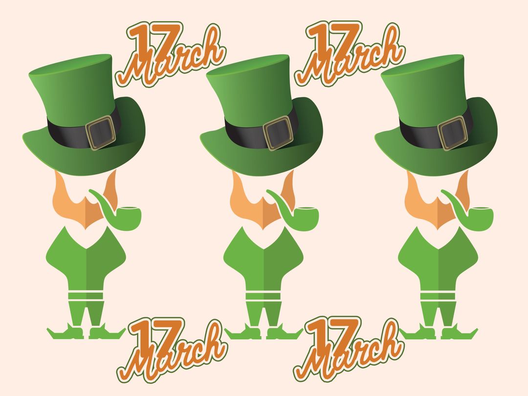 St. Patrick's Day Leprechaun Hats and Beards Illustration
