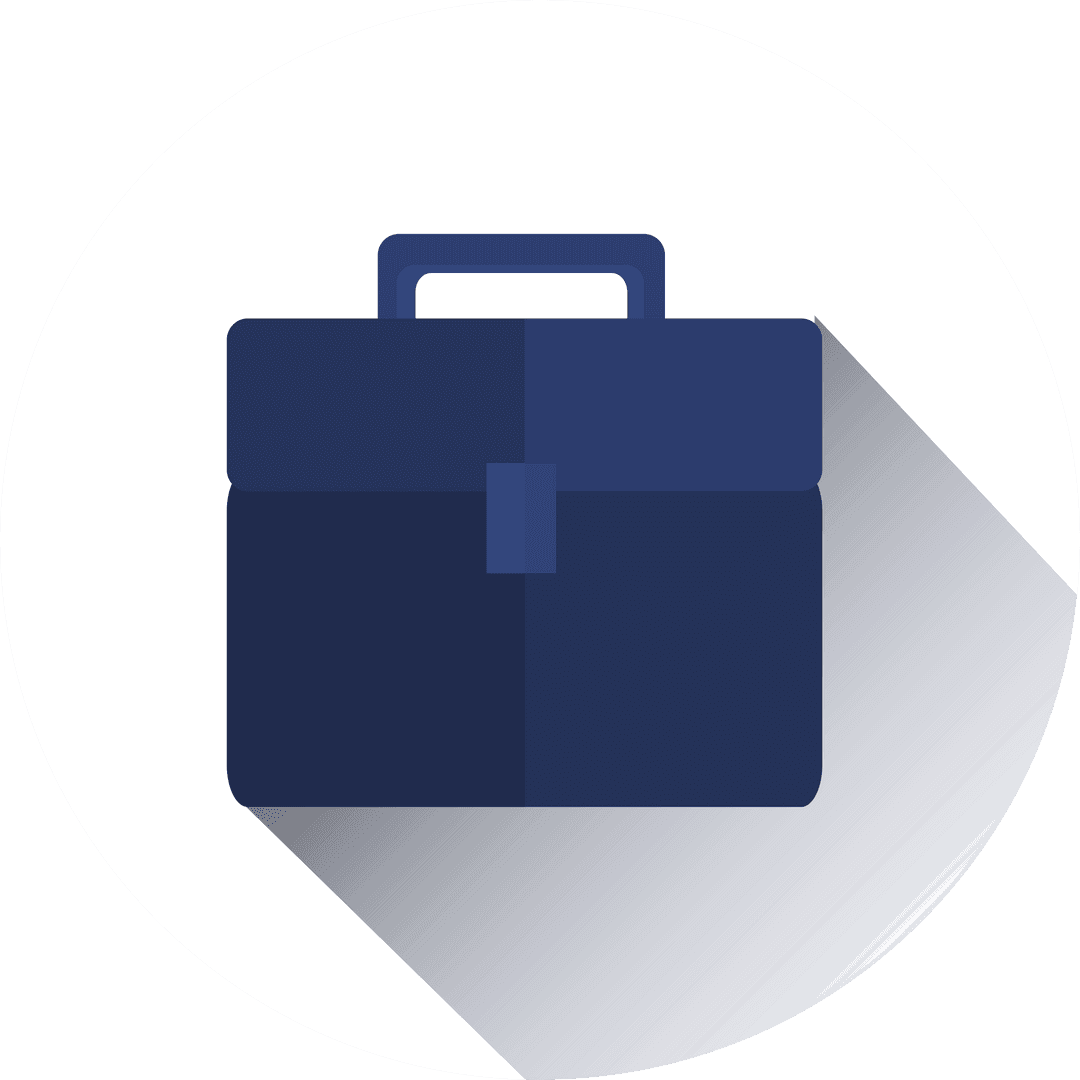 Blue Transparent Briefcase Symbol on White Background