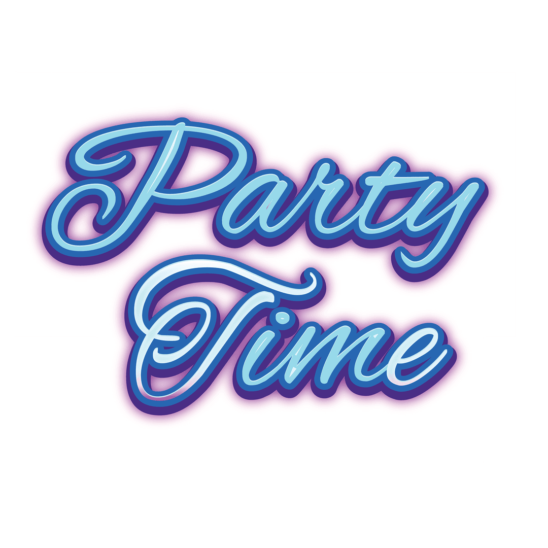 Vibrant Party Time Text Illustration on Transparent Background