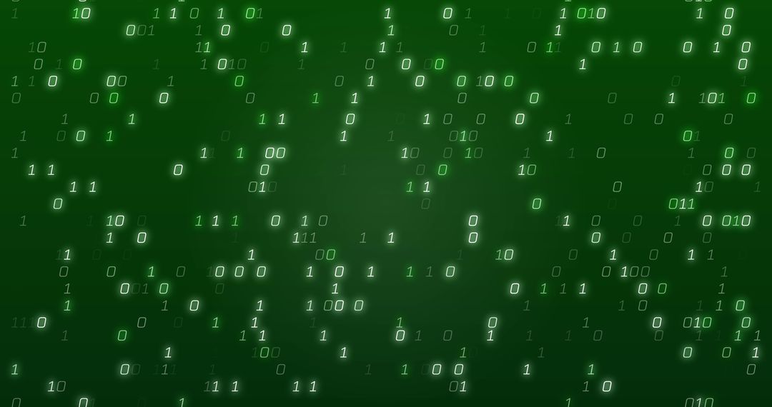Green Binary Code Flow on Digital Background