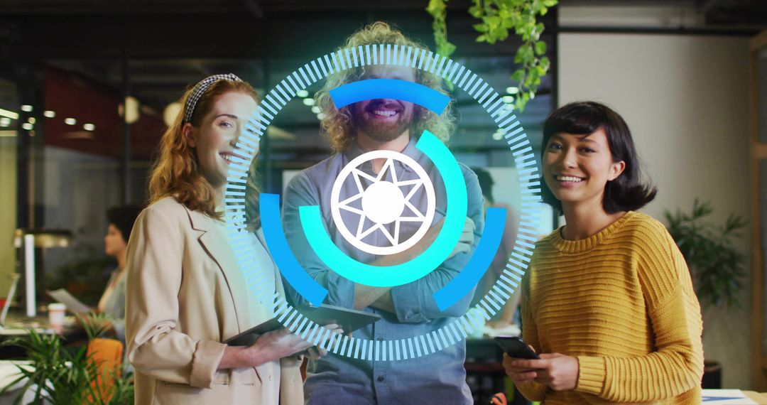 Multiracial Team Using Digital Devices in Modern Office