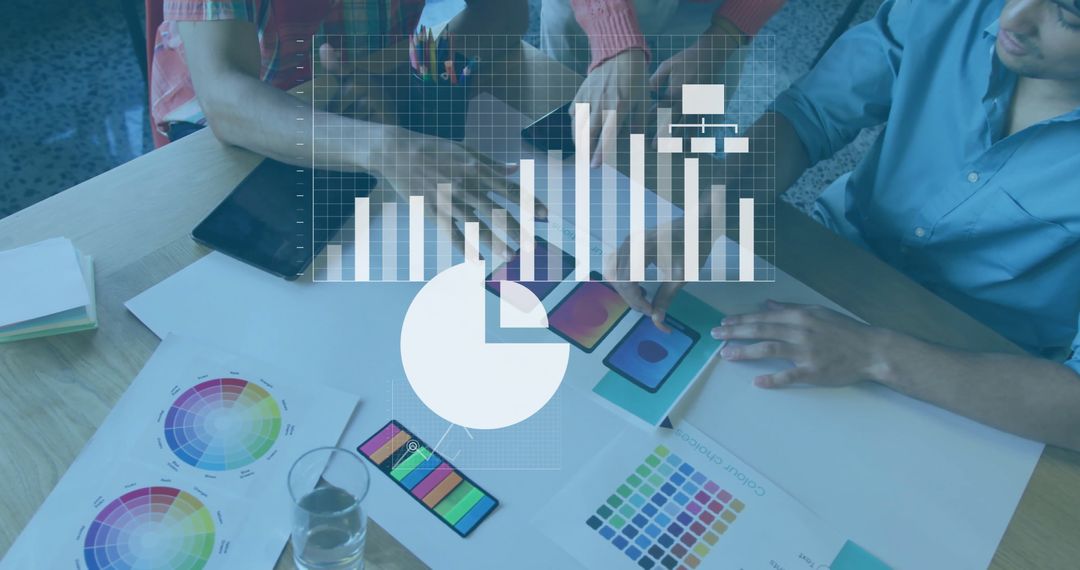 Team Collaborating on Color Swatches and Design Concepts