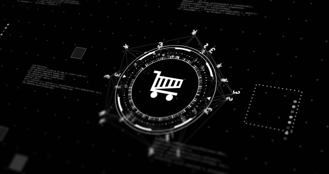 Futuristic Digital Shopping Concept with Global Currencies