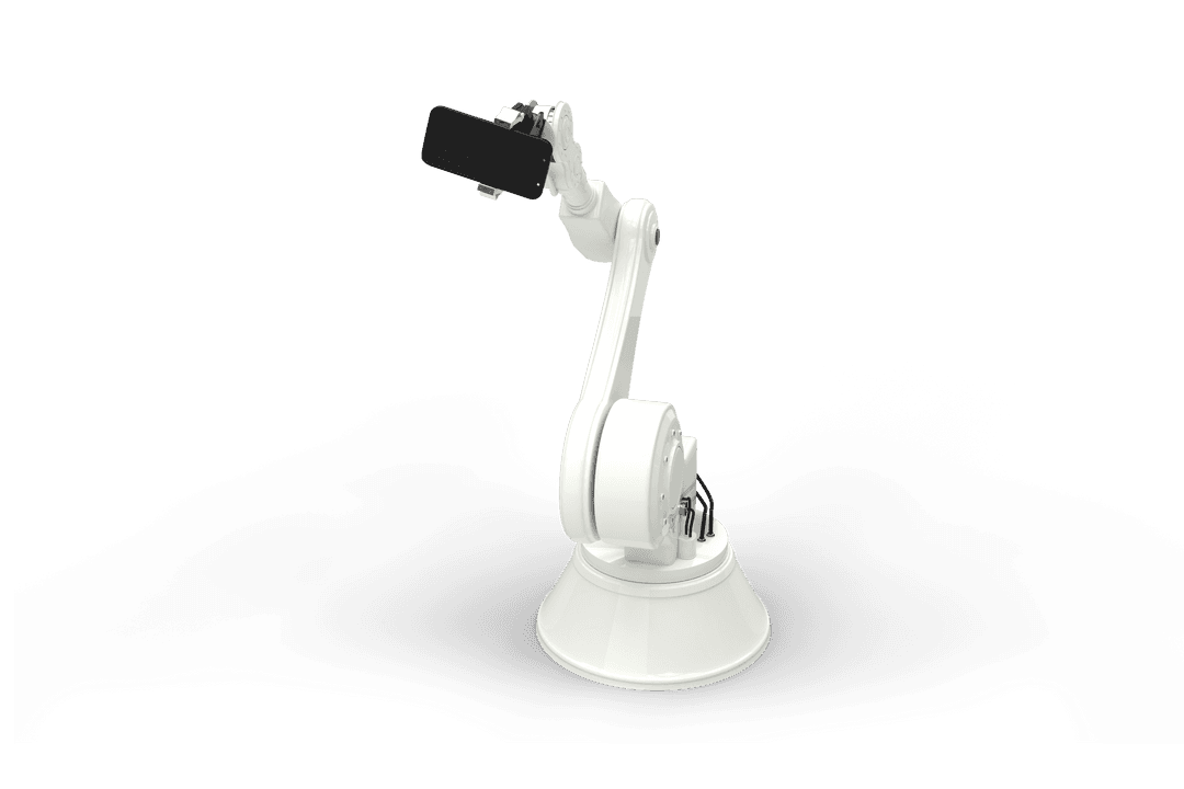 Transparent Robotic Arm Holding Smartphone with Copy Space